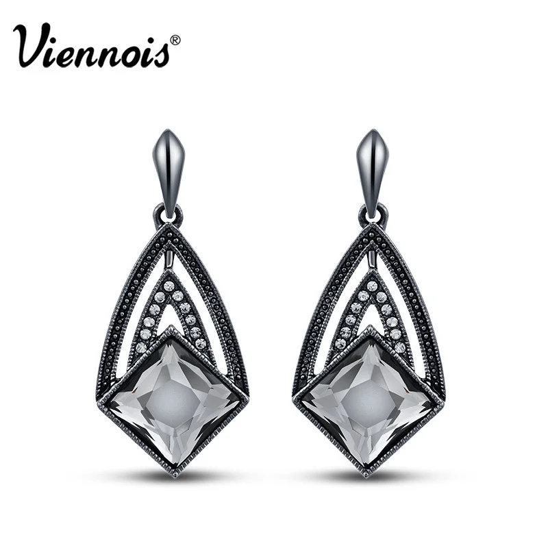 

Новинка от Viennois, Модные Винтажные корейские туфли-лодочки, цвета: черный, Цвет циркон, свисающие серьги для женщин, серьги с геометрическим у...