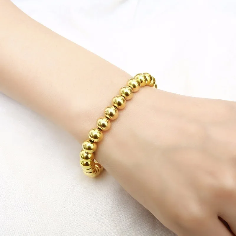 Минимализм браслет RIR из нержавеющей стали с золотыми бусинами креативные