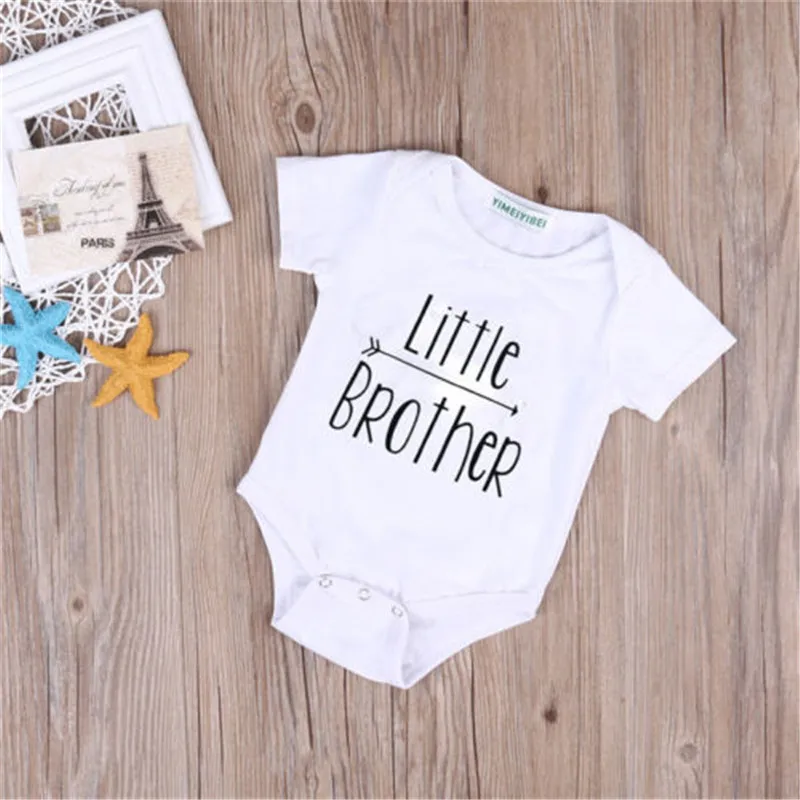 

Hot Wholesale Cotton Little Big Brother Family Matching Boys Clothes Baby Boys Letter Print Romper Bodysuit Short Sleeve T-shirt