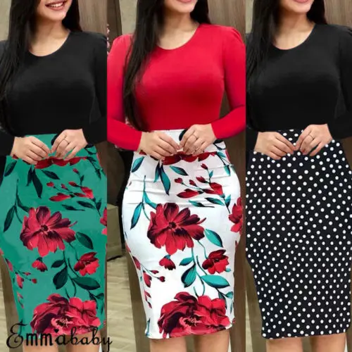 Большие размеры женские длинные рукава Цветочные Boho вечерние облегающие Мини