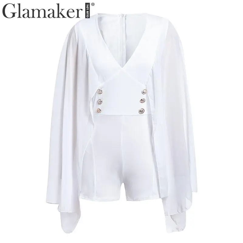Glamaker шифоновый облегающий короткий комбинезон с рукавом летучая мышь v образным