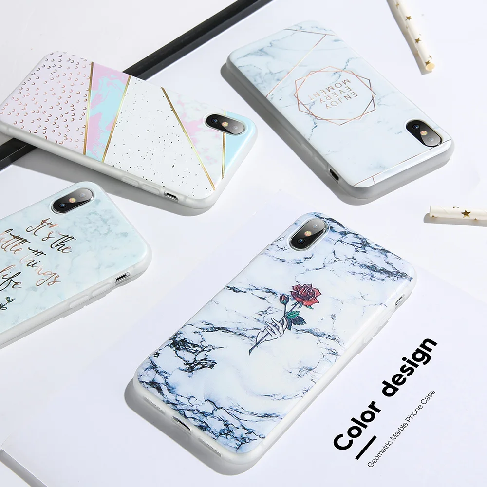 KISSCASE Marble Phone Cases For iPhone 7 8 X XS Max XR Rose Pattened Case 11 Pro 6 6S Plus 5S Soft TPU Covers |