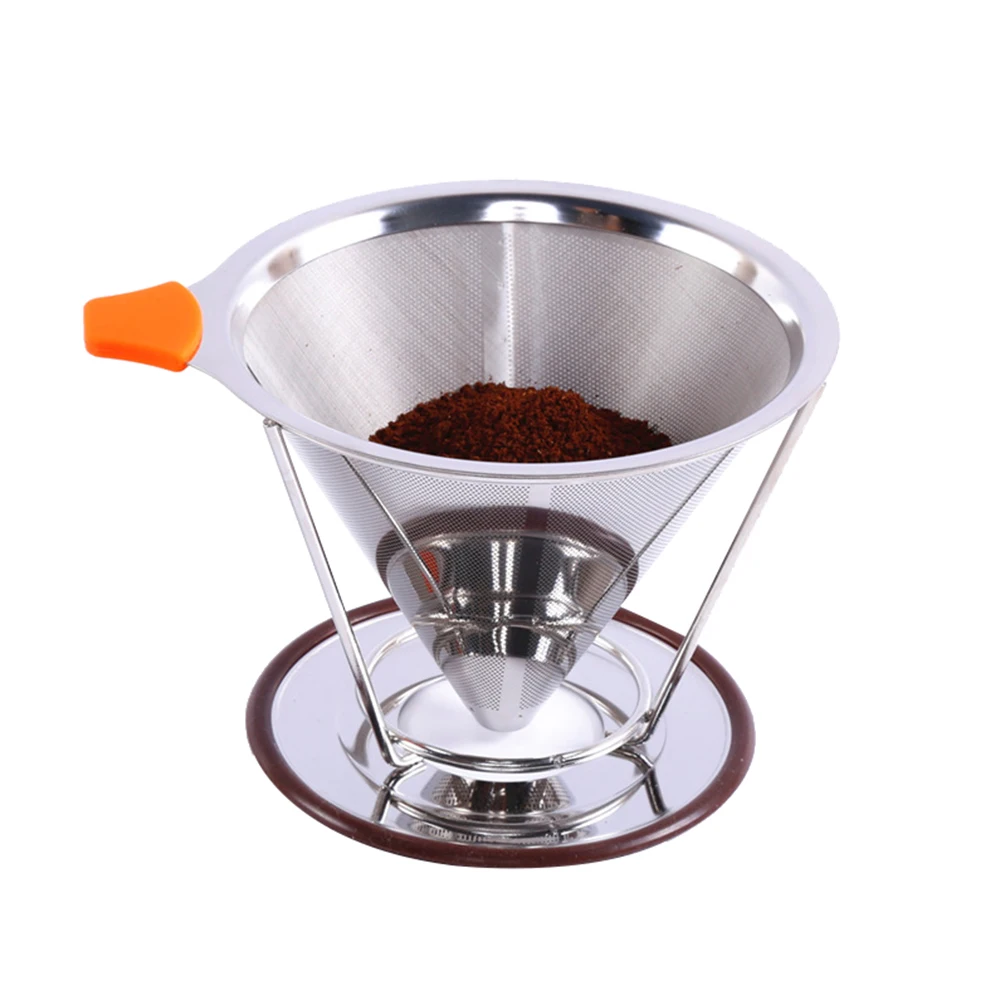 

2020 New Coffee Filters Stainless Steel Cone Filter Dripper Double Layer Mesh Coffee Cone Filter Home Kitchen Coffee Accessories