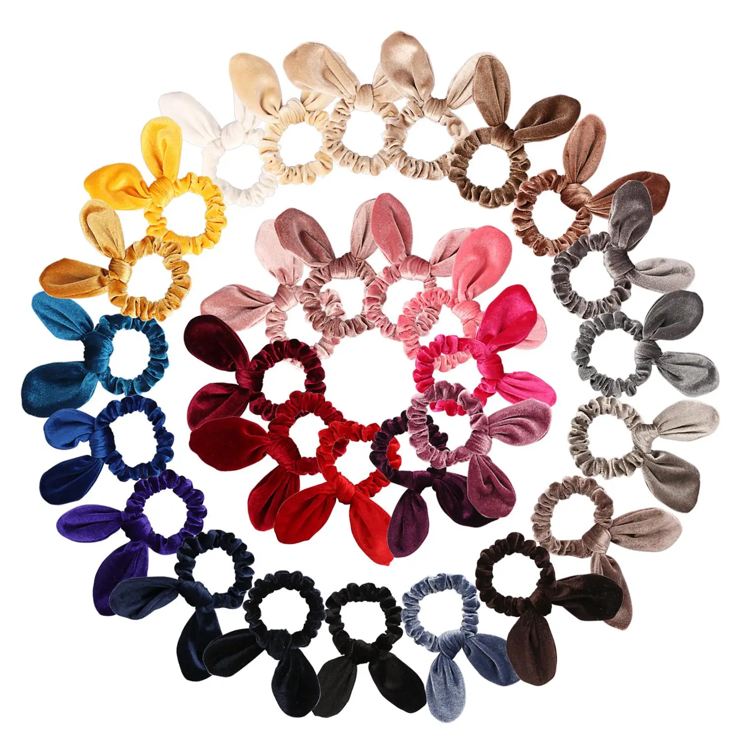 30 цветов бархат Scrunchie для женщин обувь девочек волосы эластичные кроличьи уши