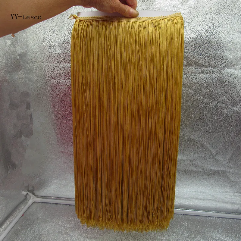 

YY-tesco 5 Yard 100CM Long Lace Fringe Trim Tassel Gold Fringe Trimming Lace Ribbon Diy Latin Dress Stage Clothes Accessories