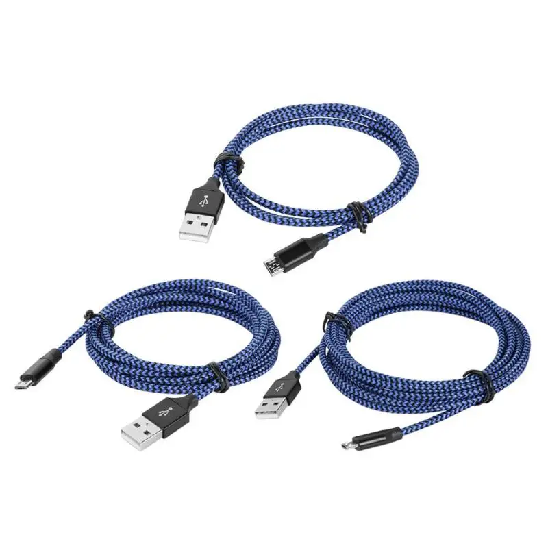 Синий Micro USB нейлоновый Плетеный 5 V 2A зарядный кабель для передачи данных