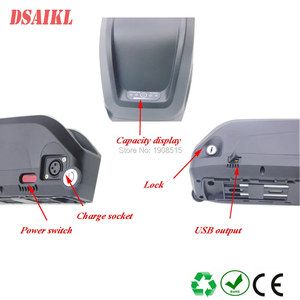 

Electric bicycle tube 48V battery pack 11.6Ah 12Ah 12.8Ah 13Ah 14Ah 14.5Ah 15Ah 16Ah 17ah 17.5Ah big hailong battery
