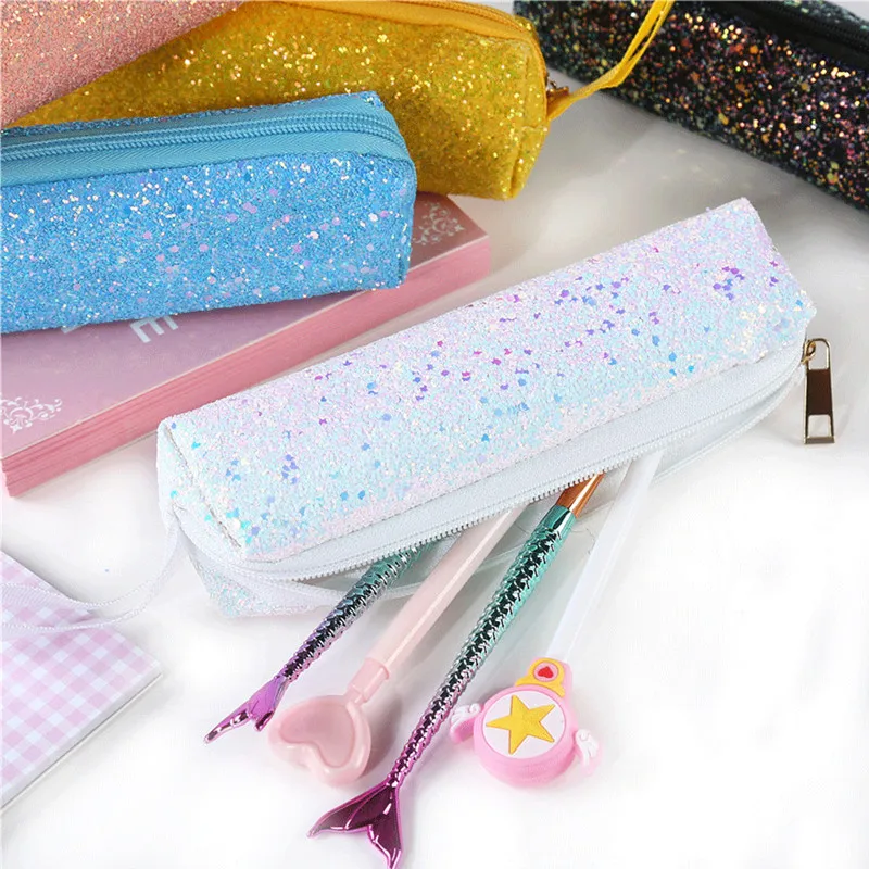 Новинка 2019 красивый блестящий чехол для карандашей сумка-кошелек на молнии