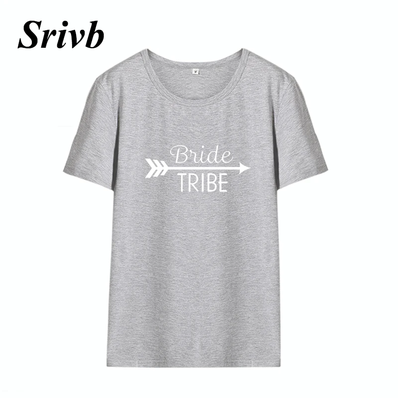 Srivb надпись Bride Tribe графическая женская футболка с круглым вырезом Harajuku большие