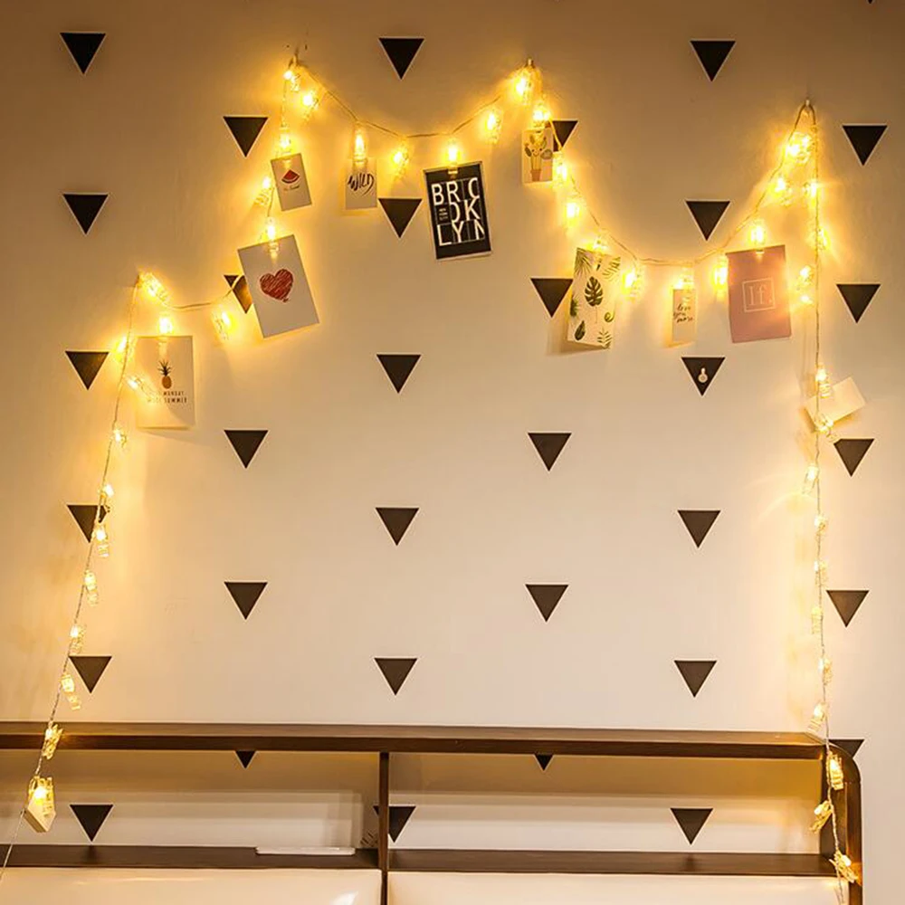 Led Card Photo Clip String Fairy Lights Battery Operated Christmas Light Garlands Wedding Valentines Wall Decoration | Освещение