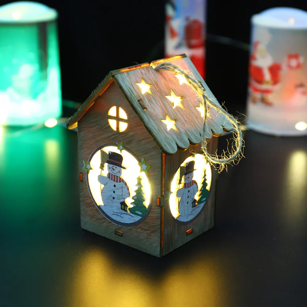 2019 New LED Light Wooden Dolls House Villa Christmas Ornaments Xmas Tree Hanging Decor Hang Decoration | Дом и сад