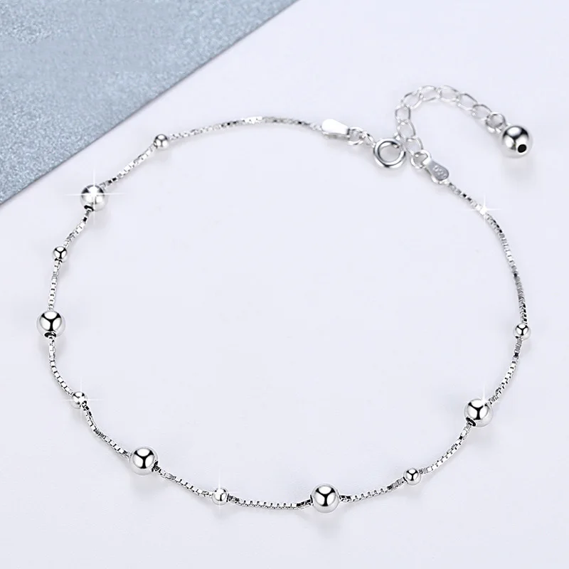 Fashion 925 Sterling Silver Anklet fine Jewelry Small Bead Foot Chain For Women Girl S925 Ankle Leg Bracelet | Украшения и