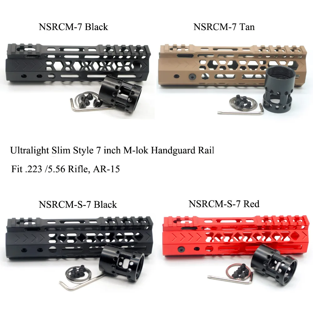 

Aplus 7'' inch M-lok Handguard Rail Ultralight Slim Picatinny Mount System_Black/Red/Tan Color Fit .223/5.56 AR-15
