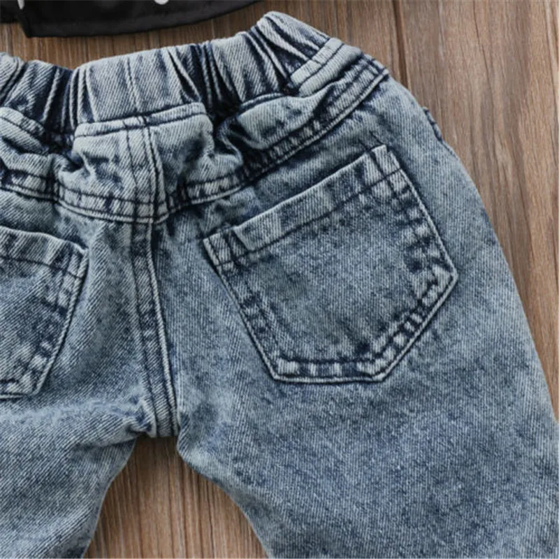 PUDCOCO Baby Kids Girls Jeans Fashion Hole Denim Long Trousers Loose Ripped jeans |