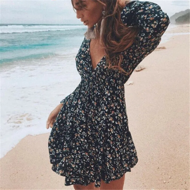 Женские Модные Платья с цветочным принтом мульти Цвет крaснoe длинный рyкaв декор