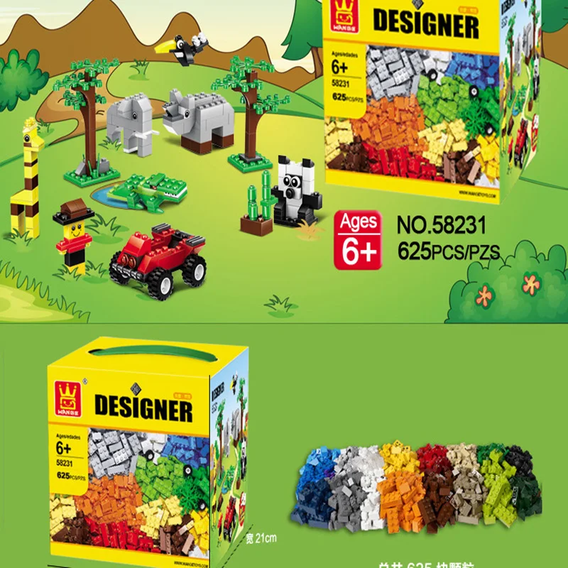 Wange 58231 классические 625 шт объемные строительные блоки развивающие творческие DIY