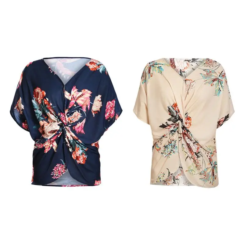 Женские модные футболки с цветочным принтом Свободные повседневные свободные