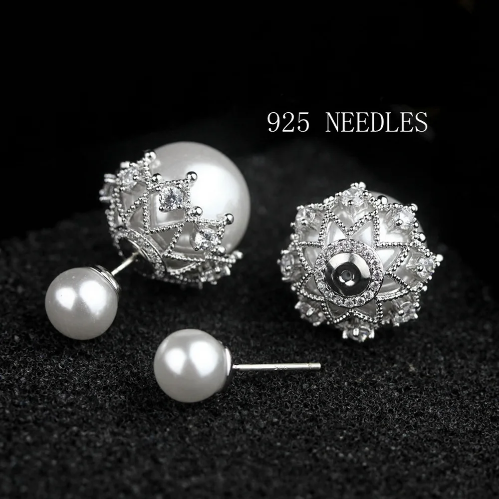 2019 New Trendy Korea Design Big Two Pearl Balls Zinc Alloy Needle Stud Earrings Statement Jewelry for Women Girl Gift | Украшения и