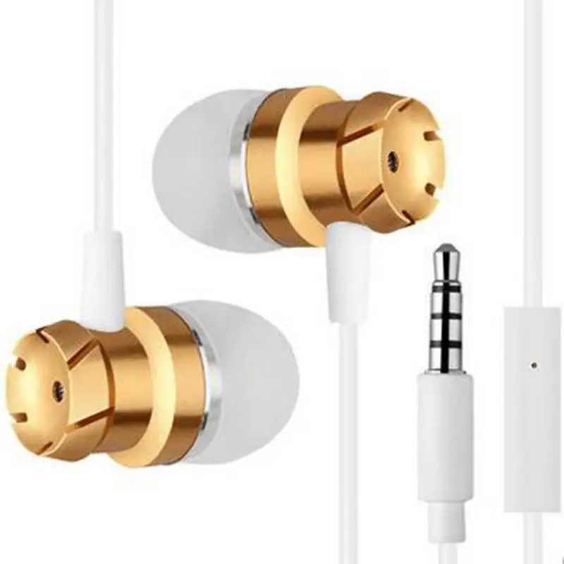 Новые металлические наушники вкладыши Сабвуферный кабель управление с