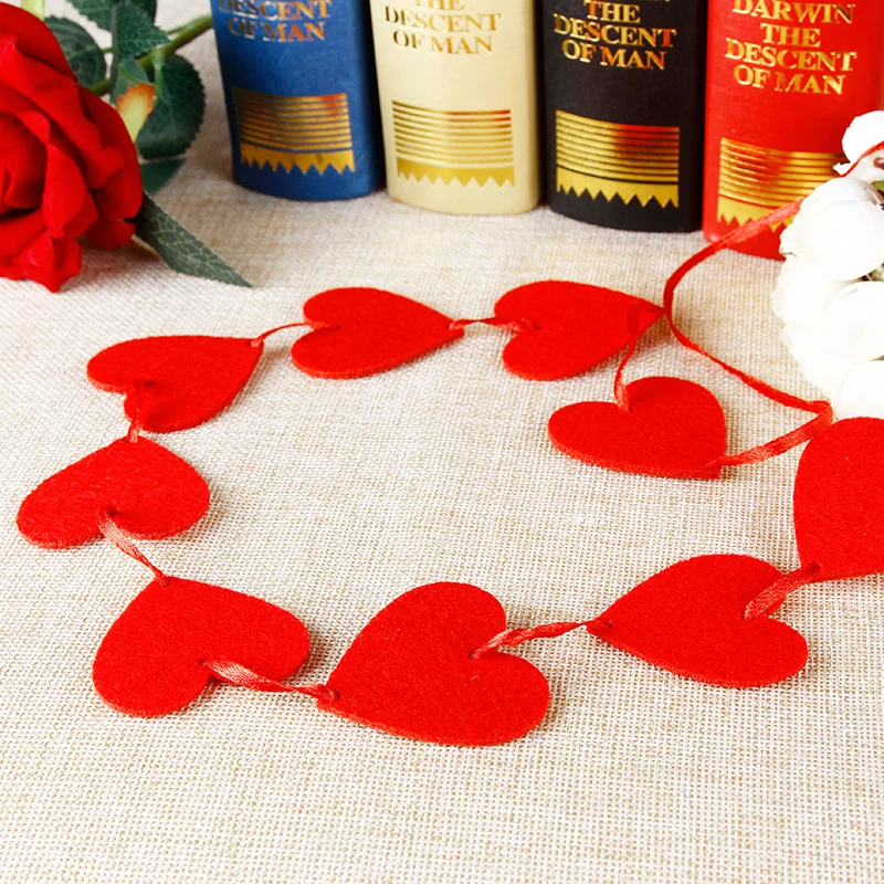 2017 новое Свадебное Украшение подвесное гирлянда красное сердце нетканое полотно