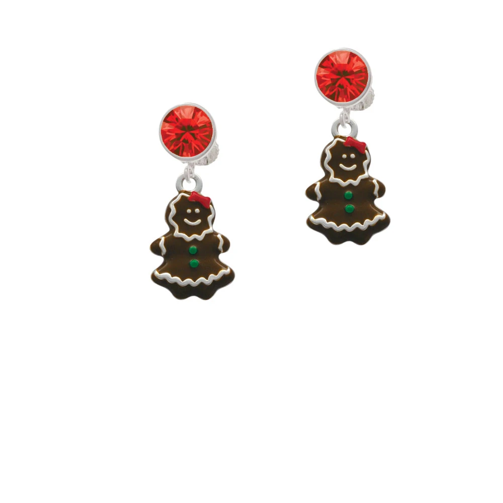 Enamel Gingerbread Girl Crystal Clip On Earrings | Украшения и аксессуары