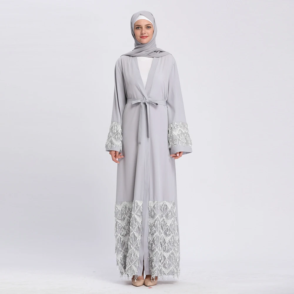 Мусульманское Платье макси с пайетками Nida Abaya длинное платье-кардиган халат