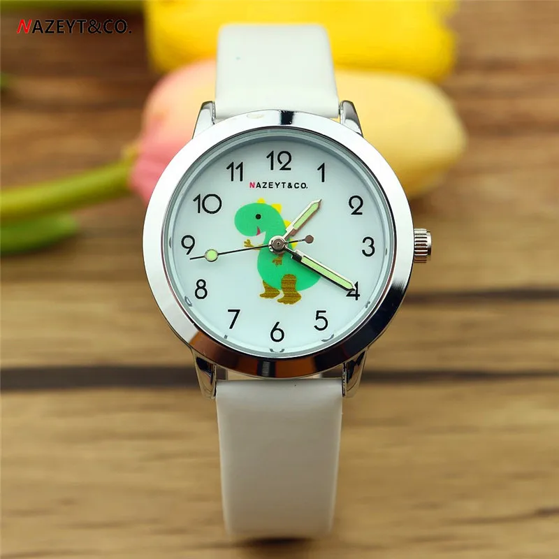 

2019 luxury brand NAZEYT new fashion kids wristwatch luminous hands children leather watch dinosaur face little boys girls clock
