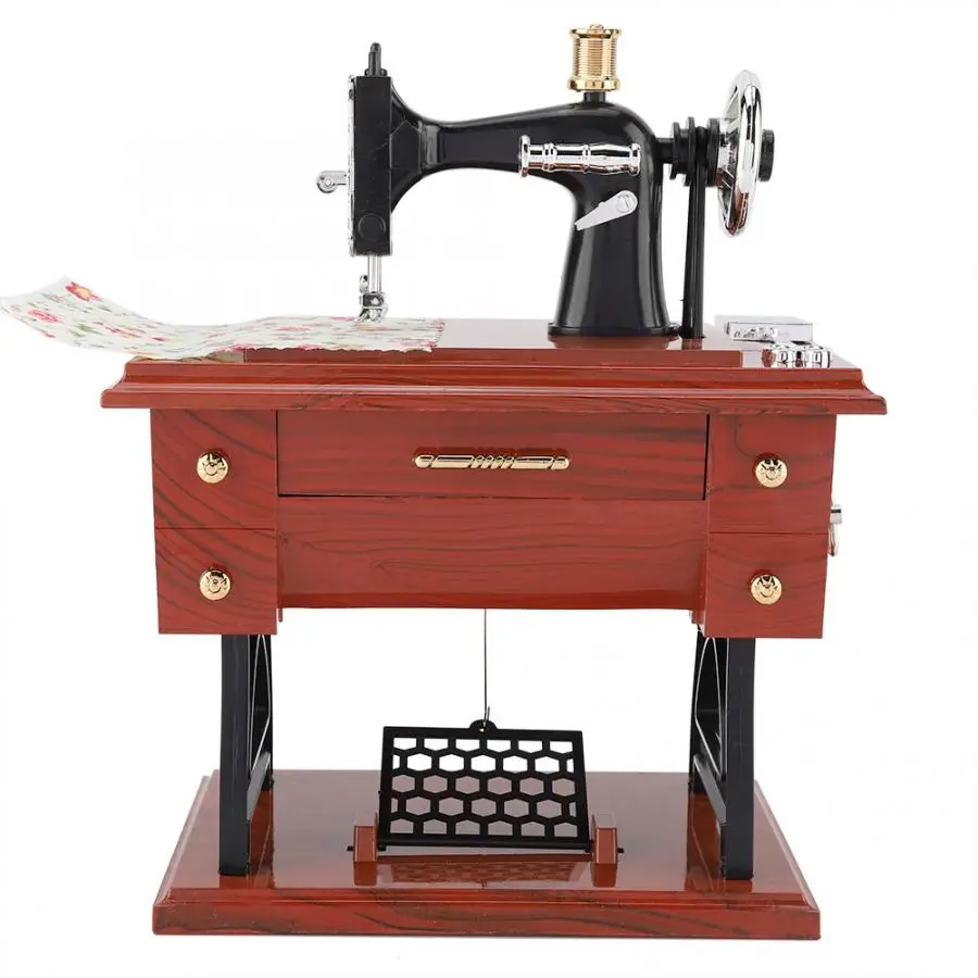 Sewing machine Music Box Mini Vintage Retro Clockwork Gift Table Home Decoration | Дом и сад