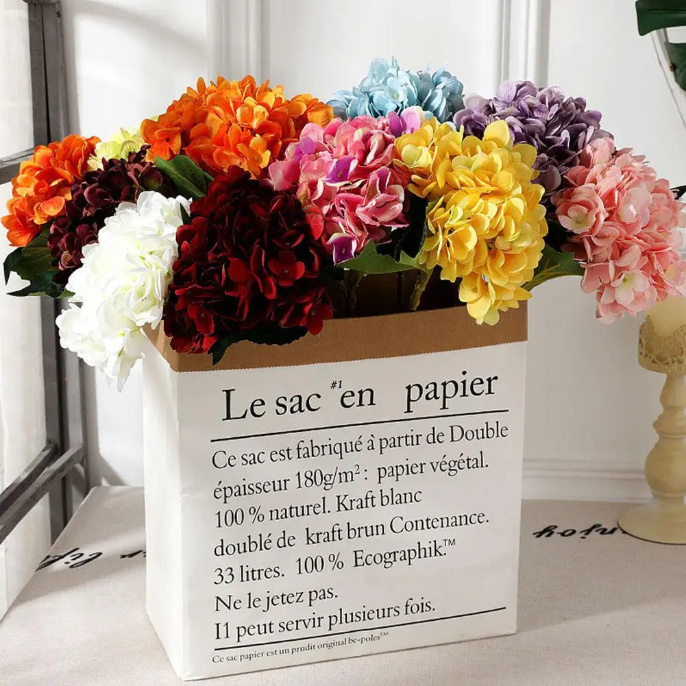 1 Branch Artificial Hydrangea Flowers for Wedding Bridal Bouquet Home Party Garden Fake Floral Decal Vase Decoration | Дом и сад