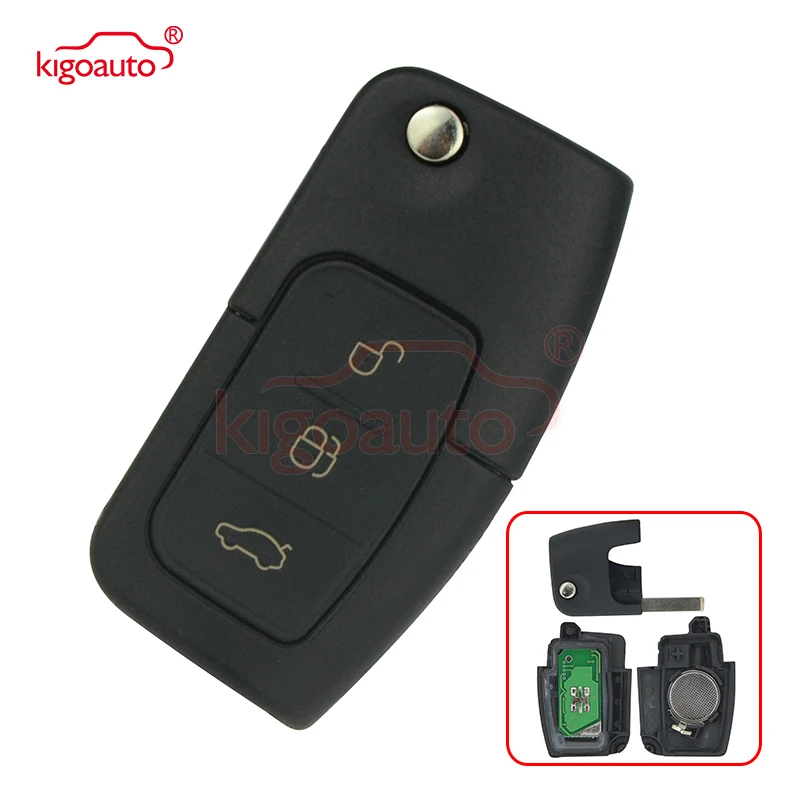 Kigoauto без чипа 3M5T15K601AB откидная Кнопка 3 кнопки HU101 434 МГц для Ford Focus Galaxy S max 2005 2012|Ключ