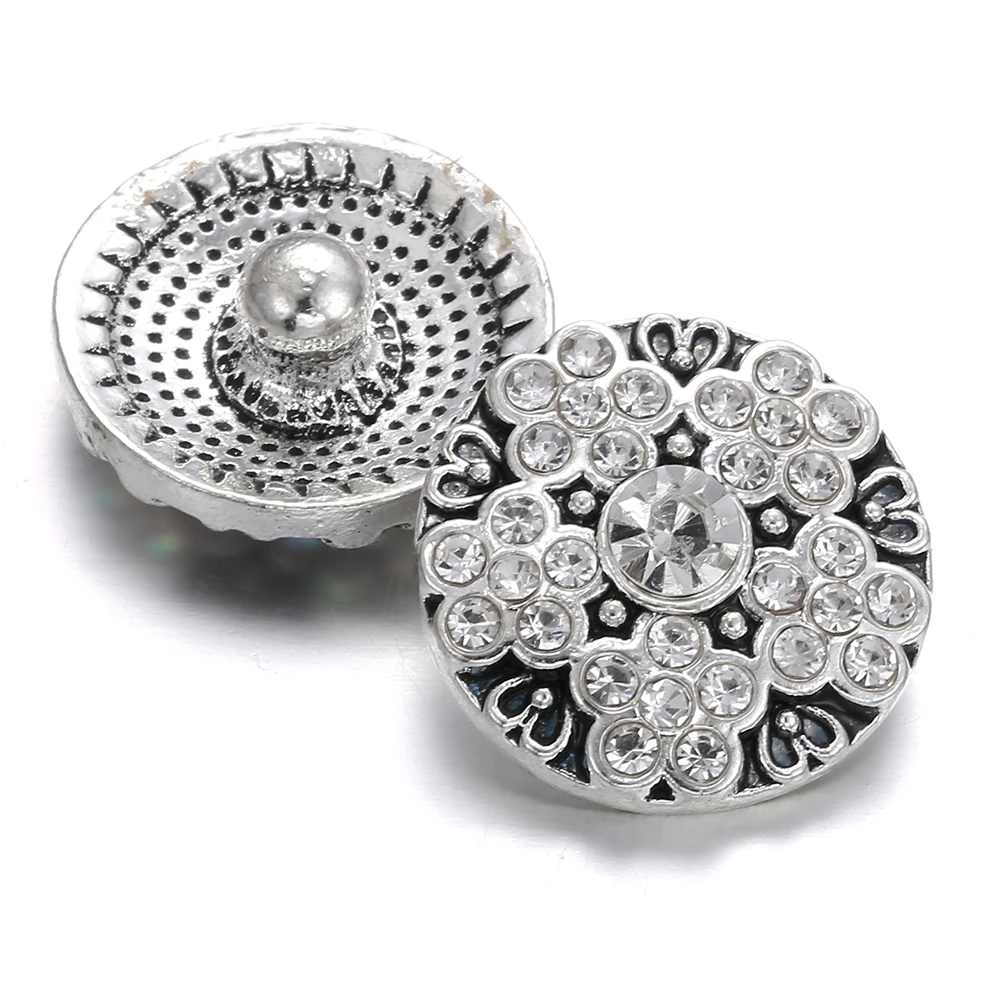 6pcs/lot Christmas Snap Jewelry Crystal Rhinestone Snowflakes 18mm Metal Buttons Fit Bracelet Bangles Gifts | Украшения и