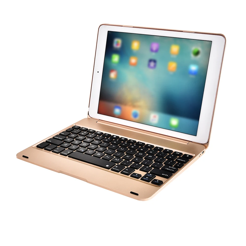 Умный чехол с клавиатурой F19B откидной беспроводной BT для iPad Air 1 2 5 6 Pro 9 7 (черный