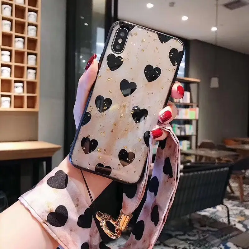 Ins стильные сердца карамельный для iPhone11 Xsmax ремень из золотой фольги ремешок