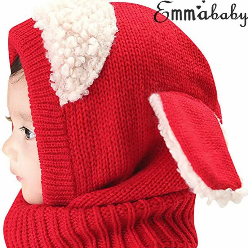 Pudcoco Baby Hats Girls Boys Winter Beanie Warm Hat Hooded Scarf Earflap Knitted Toddler Cap | Детская одежда и обувь