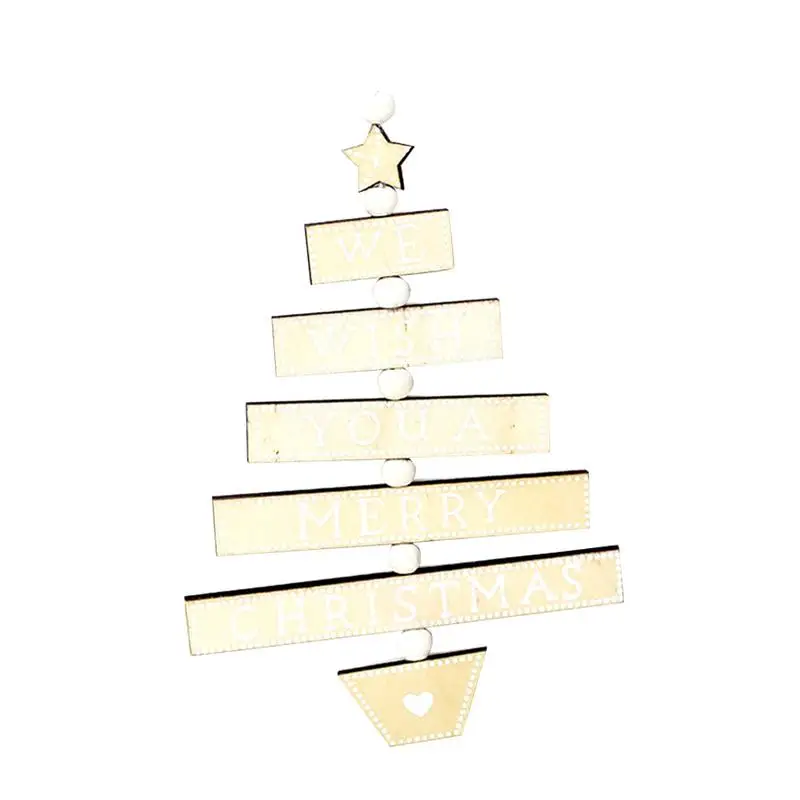 Christmas Tree Shape Pendant Decorations Innovative Wood Ornaments Painted Letters | Дом и сад