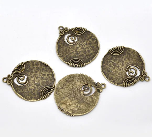 5 круглых подвесок с бронзовым тоном 52x45 мм (B13766) yiwu|jewelry wolf|jewelry for the beachjewelry bead |