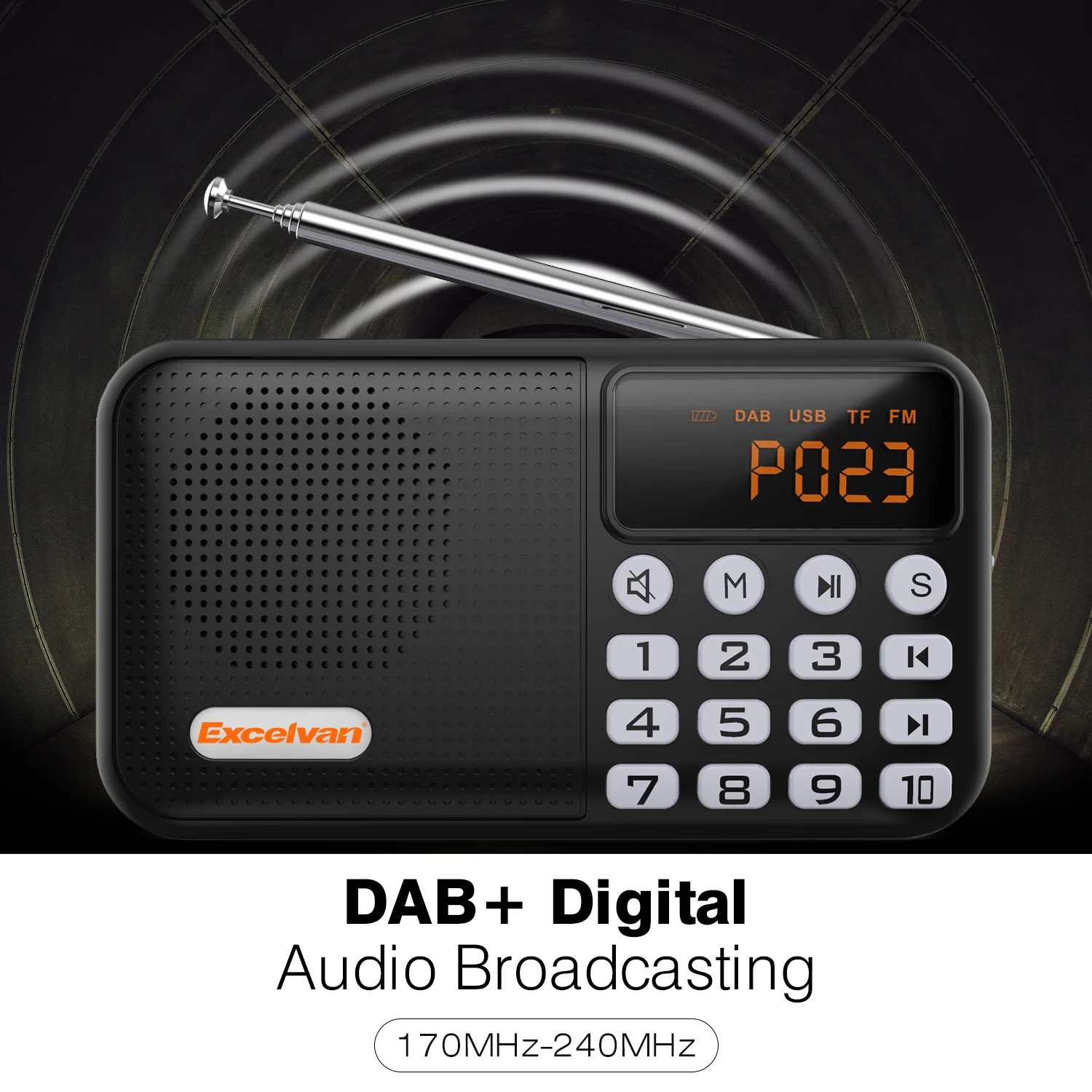 Цифровой автомобильный радиоприемник Excelvan DAB/DAB +/FM Bluetooth TF карта USB 3 5 мм AUX аудио