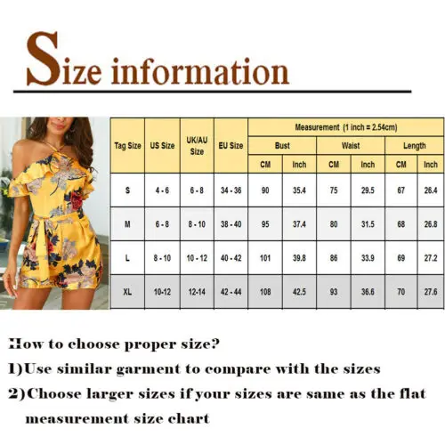 

Hirigin Womens Off Shoulder Print Sling Jumpsuit Bodycon Playsuit Short Pants Trousers Romper