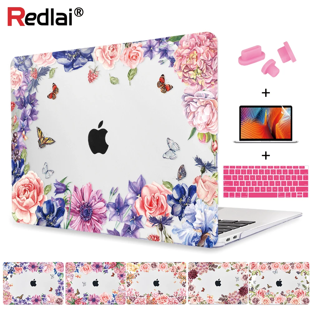 Для Apple MacBook Air 13 дюймов Чехол A1932 A1466 Pro retina 12 15 Touch bar печать цветочный пластик