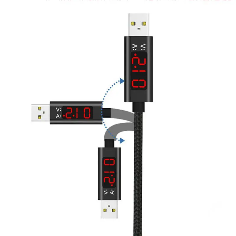 Кабель USB Type C QC 3 0 быстрая зарядка напряжение и Текущий Дисплей Плетеный кабель