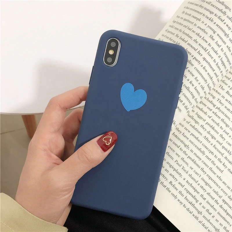 Plain Love Heart Phone Case For iPhone X XS Max XR Soft TPU Silicon Back Cover for 6 6s 7 8 Plus 10 Protective Cases |