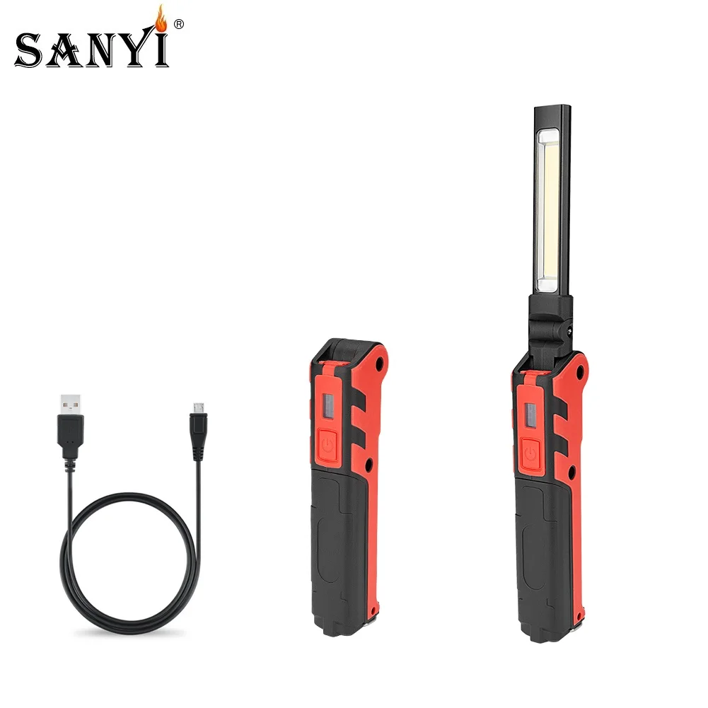 Зарядка через usb COB+ светодиодный рабочий светильник ручной вспышки светильник аварийного инспекции Рабочий фонарь Портативный Фонари с одной главной балкой с крючком магнитом Мощность Дисплей