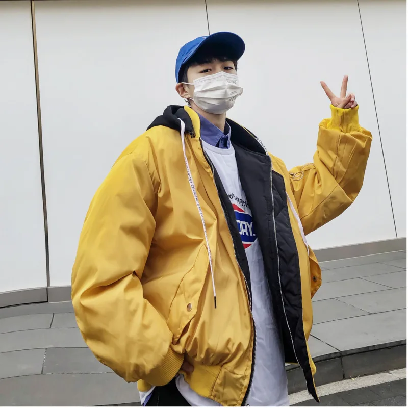 2018 зимнее Новое Двустороннее хлопковое пальто в Корейском стиле Harajuku Bf ветровка