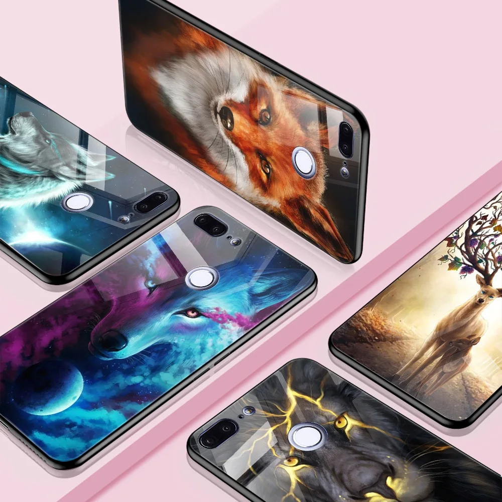 Чехол из закаленного стекла Hisomone Animal для Huawei P20 Lite Pro Mate 10 P Smart Enjoy 7S с узором на Honor 9