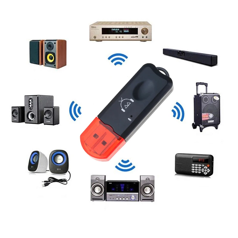 USB AUX Bluetooth приемник беспроводной аудио адаптер стерео с микрофоном для