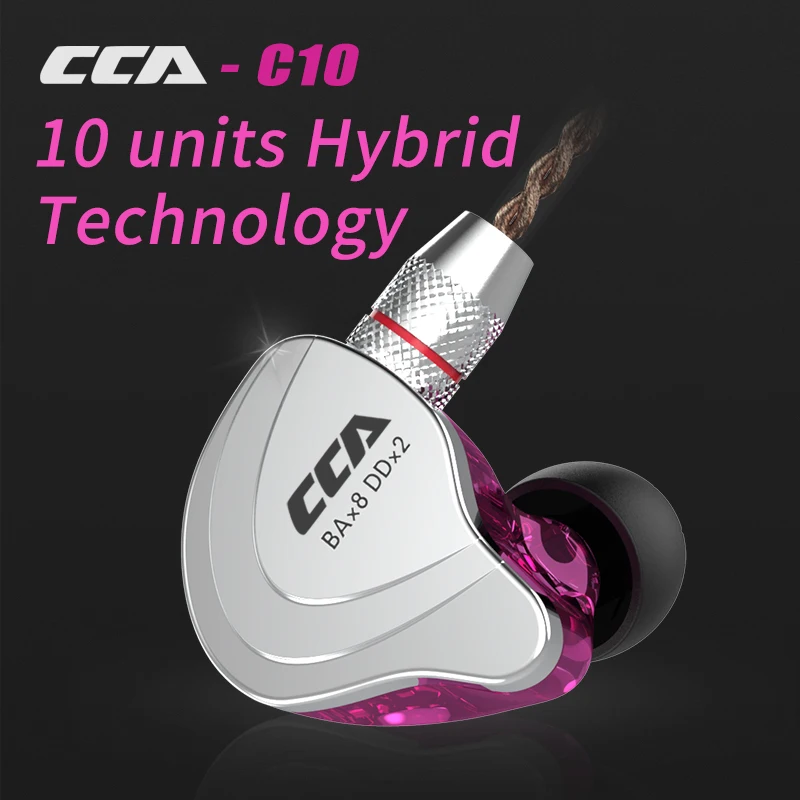Наушники-вкладыши CCA C10 4BA + 1DD с 5 драйверами гибридные Hi-Fi наушники для диджея бега