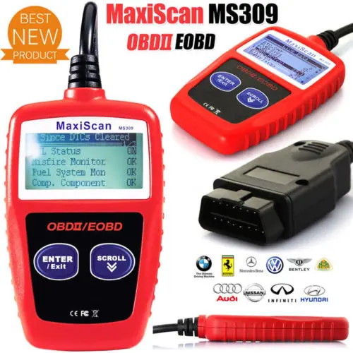 MS309/OBD2 OBDII сканер считыватель кодов диагностический тестер автомобильный