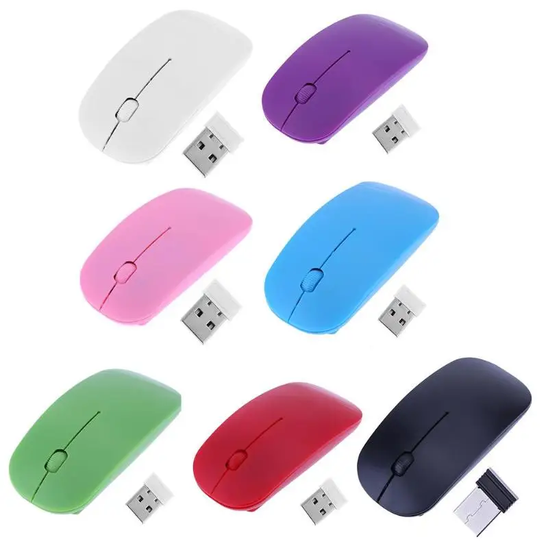

Ультратонкая Беспроводная оптическая игровая мышь, 7 цветов, 2,4 ГГц, 1000 DPI, 3 кнопки, Usb