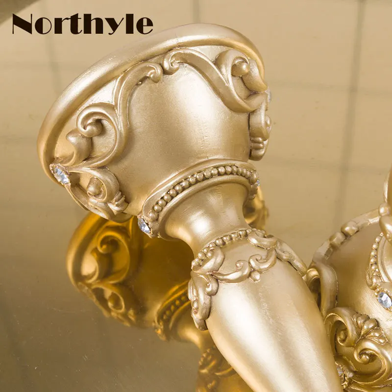 Classic gold candlestick resin candle holder with artificial diamond home decoration christmas holders wedding | Дом и сад