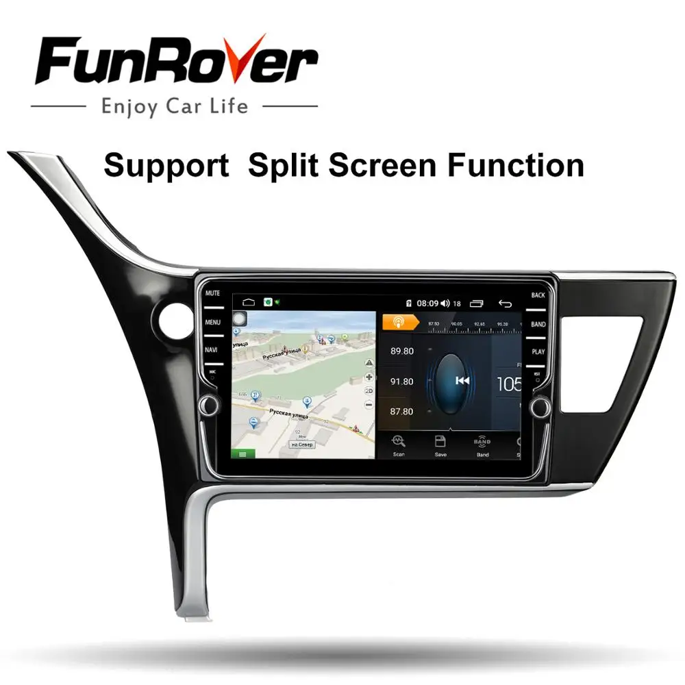 Автомобильный dvd плеер Funrover 4 Гб + 64 ГБ android 9 0 для toyota corolla 2017 2018 (Левый руль)